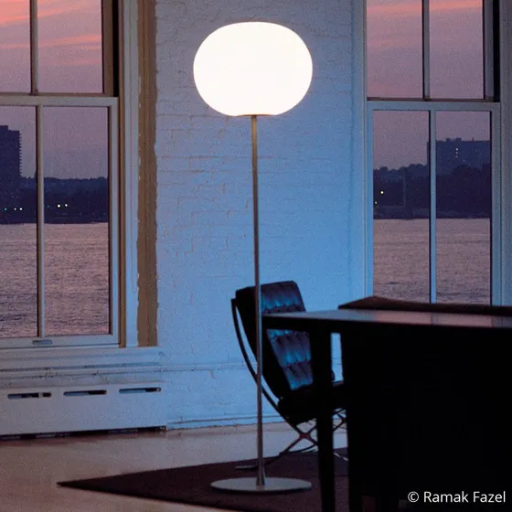 FLOS Glo-Ball F2 Vloerlamp Silver - Opaalglas