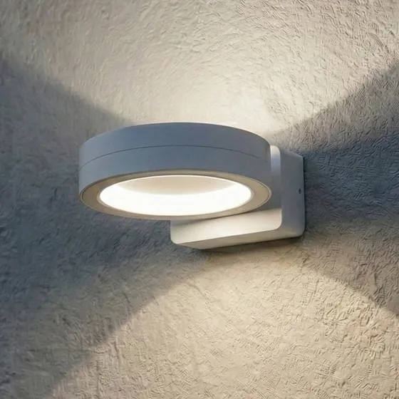 Lindby Selviro LED Buiten Wandlamp, Wit, Ø 20 cm, IP65