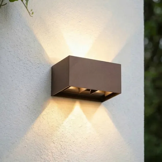 Lindby Nivar LED Buitenwandlamp, Roestkleur, 20 cm, IP54
