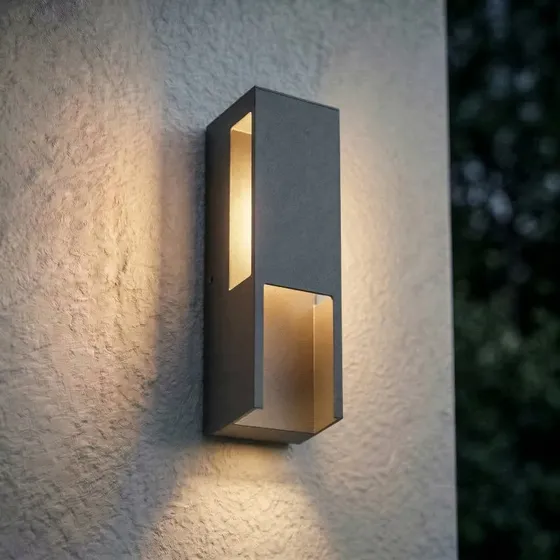 Lindby Enyra LED Buitenwandlamp, Zwart, 27 cm, IP65