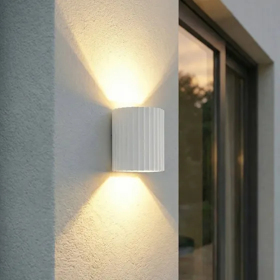 Lindby LED buiten wandlamp Ralino, wit, 2-lamps, IP65