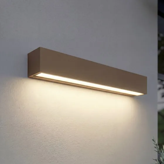 Lucande Lengo LED Buitenwandlamp, 50 cm, Bruin, 3000K