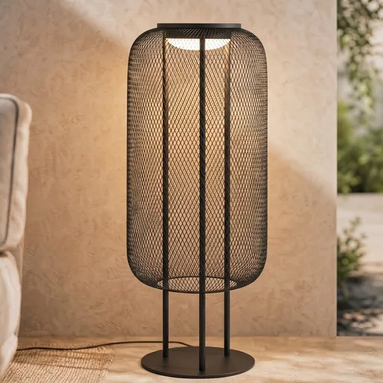 Lucande Korvyn LED buiten vloerlamp, zwart, 80 cm, IP44