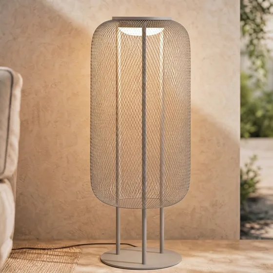 Lucande Korvyn LED buiten vloerlamp, steengrijs, 80 cm, IP44