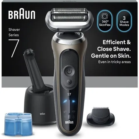 Braun Series 7 Elektrisch Scheerapparaat 360° SkinFlex, 3 Scheermodi, 100% Waterdicht, Goud