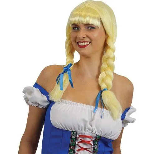 Gretchen Pruik Blond met Vlechten en Pony