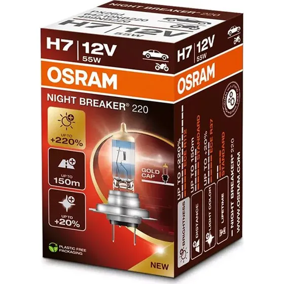 Osram H7 Night Breaker 220 +220% Halogeenlamp (2 stuks)