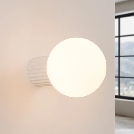 SOLLUX LIGHTING wandlamp ORBI, beige, Ø 12 cm, IP44, G9