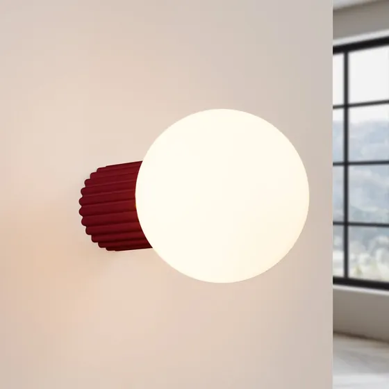 Sollux Lighting ORBI wandlamp donkerrood glas/metaal Ø 12 cm IP44