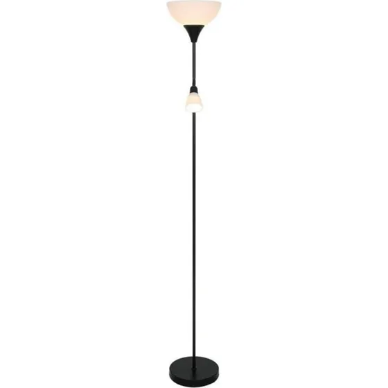 Nordlux Lauria Vloerlamp Zwart - Opaalwitte Kap & Flexibele Leeslamp