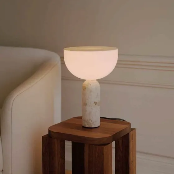 New Works Kizu Small tafellamp - Beige Marmer - E14