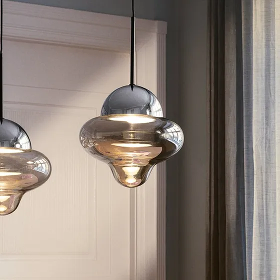 DESIGN BY US Nutty Hanglamp - Rook/Chroom - Mondgeblazen Glas