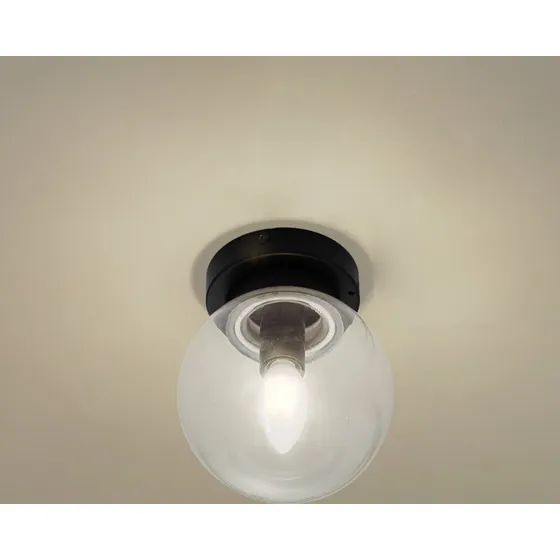 Lucande Badolo Plafondlamp IP44 Zwart - Glas - Ø 15 cm