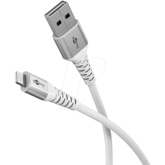 GOOBAY Lightning USB-A Textielkabel 1 m, wit