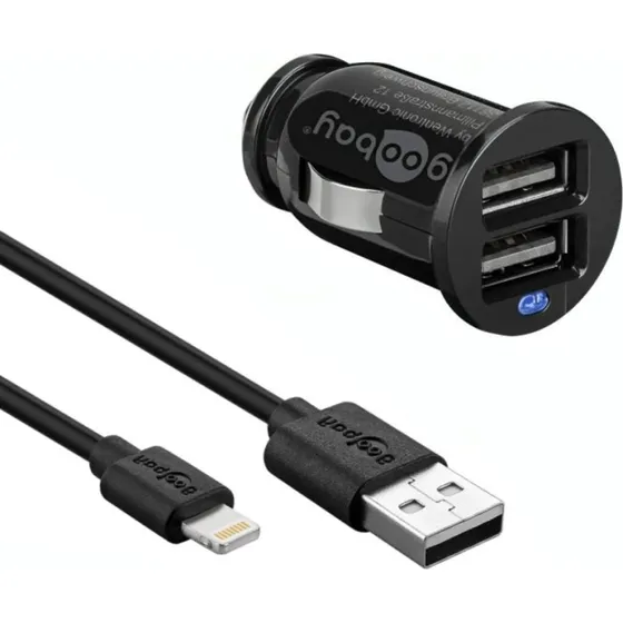 Goobay Apple Lightning Auto-oplaadset (12W/2.4A) - zwart