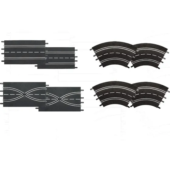 Carrera 132 Uitbreidingsset (2 rechte, 2 rijstrookwisselingen, 4 bochten 60)