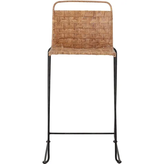 Bloomingville Gunnel Barstoel Rotan Natur, Zwart Staal