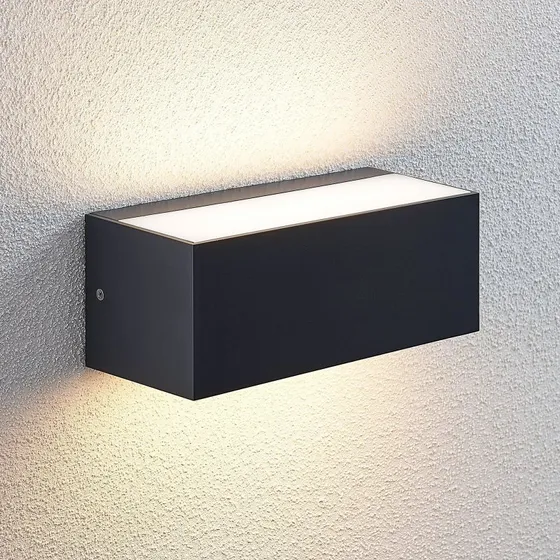 Lindby Nienke LED Buitenwandlamp IP65 - Donkergrijs - 23 cm