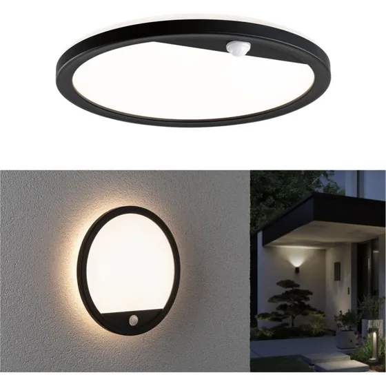 Paulmann Lamina LED buitenwandlamp met sensor, zwart, rond