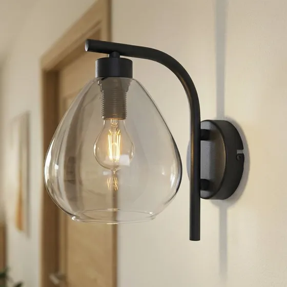 Lindby Pendura Wandlamp Ø15 Zwart/Rookgrijs