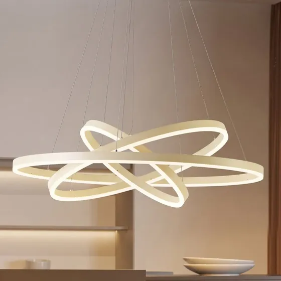 Arcchio Albiona LED hanglamp, beige, 3 ringen, Ø 80 cm
