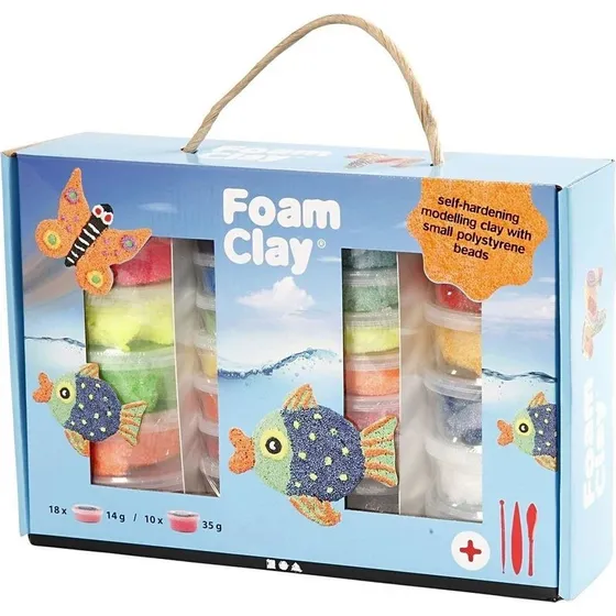 Foam Clay® Cadeaudoos, 28 bakjes + gereedschap, diverse kleuren