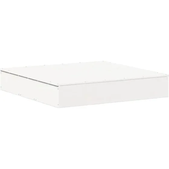vidaXL Zandbak met deksel 111x111x19,5 cm wit massief grenenhout
