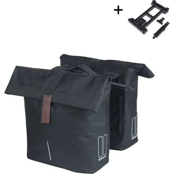 Basil City Dubbele Fietstas MIK 32L zwart