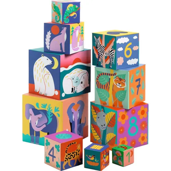 Djeco Stapelblokken Wilde Dieren  10 Blokken