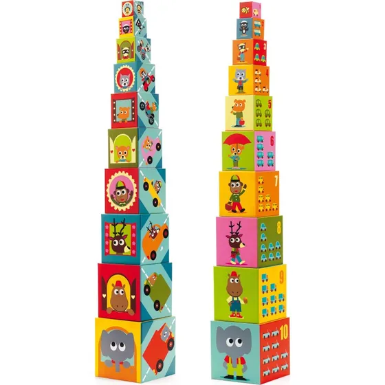 Djeco 10 Cubes Vehicules - Stapelblokken met voertuigen