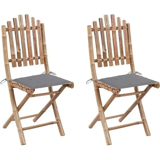 vidaXL Tuinstoelen 2 st inklapbaar met kussens bamboe
