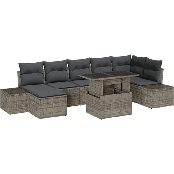 vidaXL Tuin Sofa Set 8 pcs Grijs
