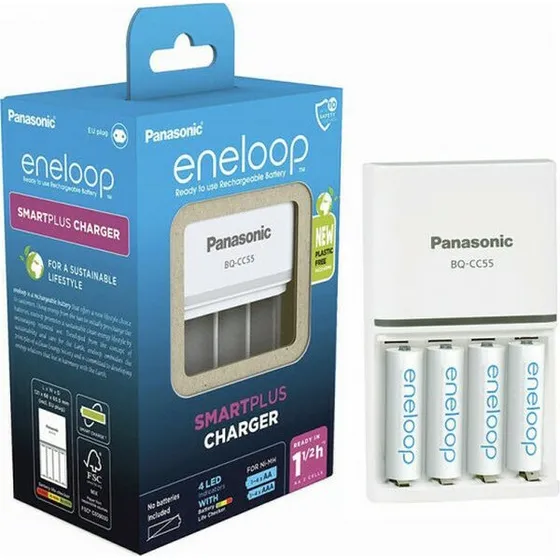 Panasonic K-KJ55MCC40E Snellader met 4 Eneloop AA 2000 mAh