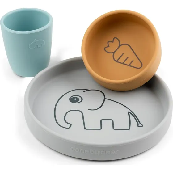 Done by Deer Elphee Grijs Siliconen Servies Set (3-delig)