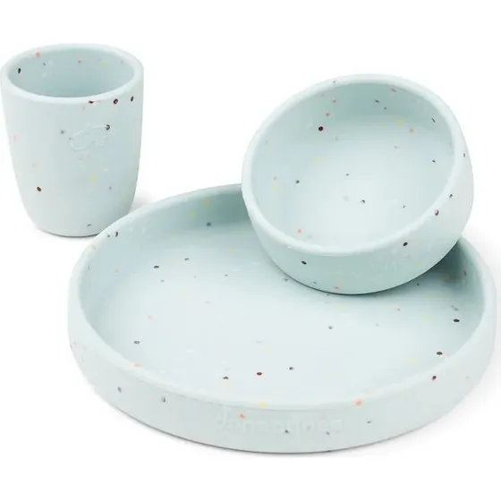 Done by Deer Confetti Siliconen Servies Set (Blauw, 3 delen)