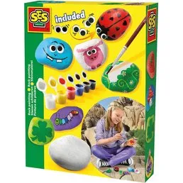 SES Stenen Schilderen  Creatieve Knutselset met Verf, Steentjes en Oogjes