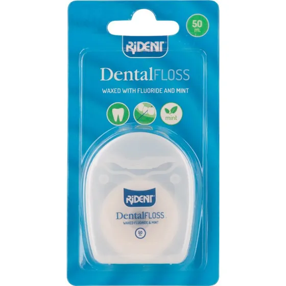 Rident Floss Fluor Mint Gewaxt 50m
