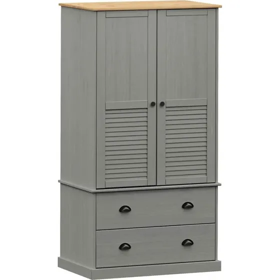 vidaXL Kledingkast VIGO 90x55x170 cm massief grenenhout grijs
