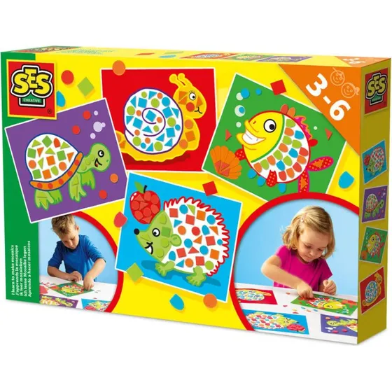 SES Ik leer mozaeken  Creatieve set met voorbedrukte kaarten