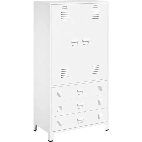 vidaXL Kledingkast Industrieel 90x50x180 cm Metaal Wit
