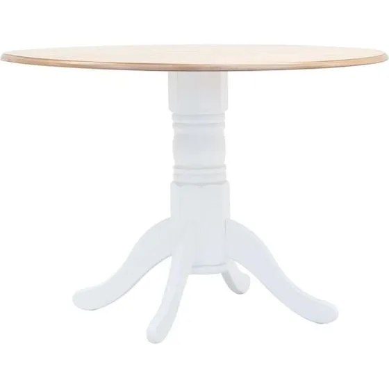 vidaXL Eettafel 106 cm massief rubberwood wit/bruin