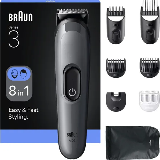 Braun Series 3 AIO3540 8-in-1 Trimmer, Donker Grijs