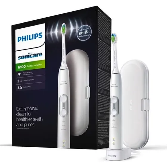 Philips ProtectiveClean 6100 HX6877/28 Elektrische Tandenborstel Wit/Zilver