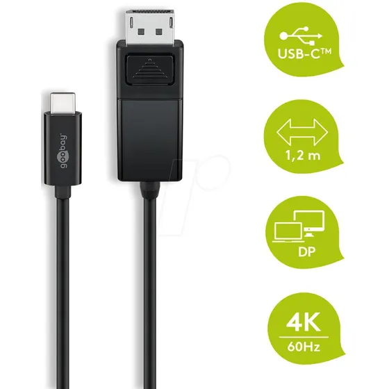 Goobay USB-C naar DisplayPort kabel zwart 1,2 m