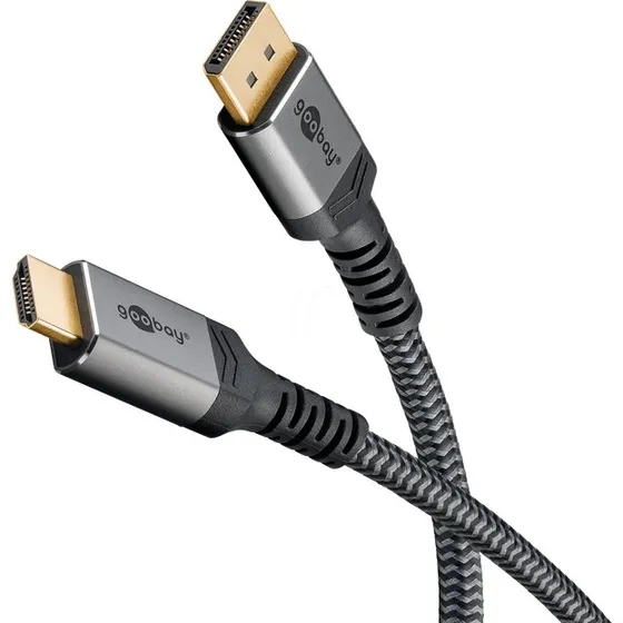 Goobay Plus DisplayPort naar HDMI-kabel 1 m, Sharkskin Grey