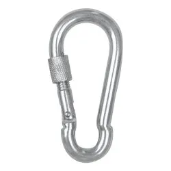 Waldhausen Veiligheidsschroefkarabijnhaak 9 cm, verzinkt