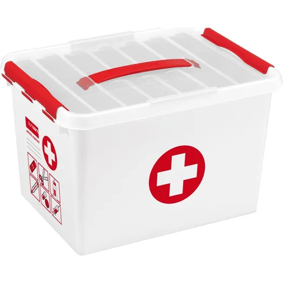 Sunware Q-Line EHBO-doos 22 liter wit/rood met inzet