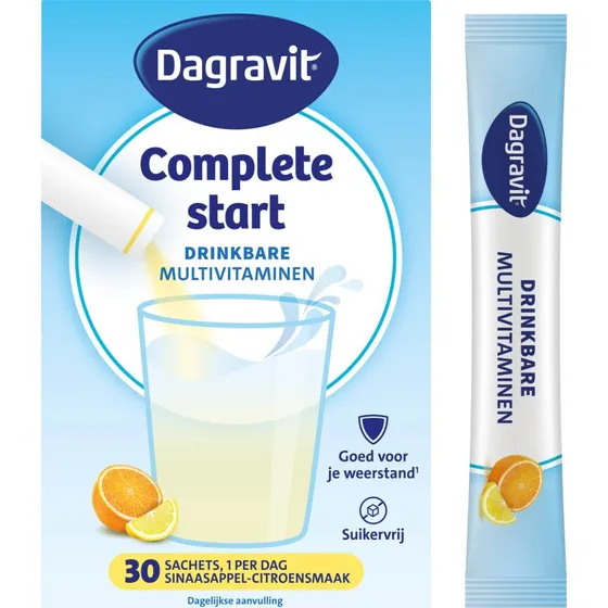 Dagravit Complete Start Drinkbare Multivitaminen Citroen-Sinaasappel 30 Sachets
