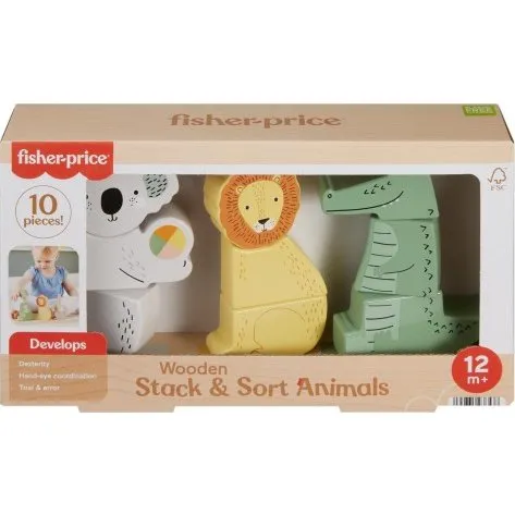Fisher-Price Houten Dieren Stapelen en Sorteren (10 onderdelen)