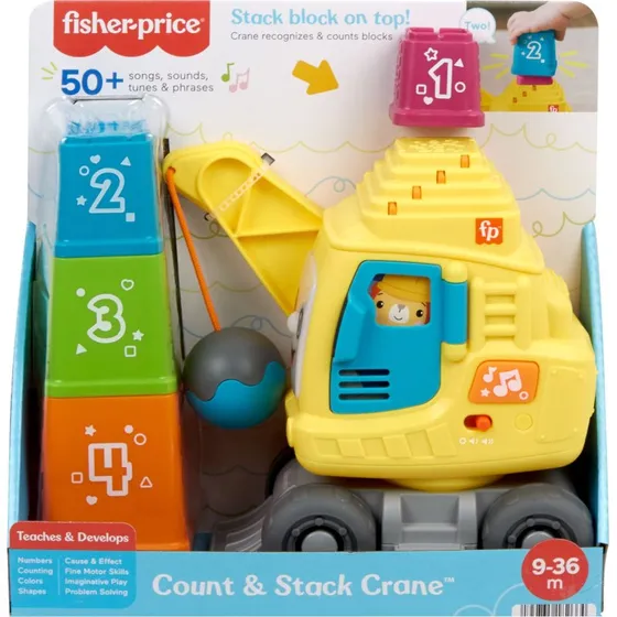 Fisher-Price Tel- en Stapelkraan met Blokken, Licht en Geluid